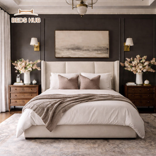 The Astron Wingback Ottoman Storage Bed