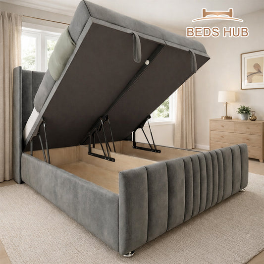 The Lyra Wingback Ottoman Storage Bed