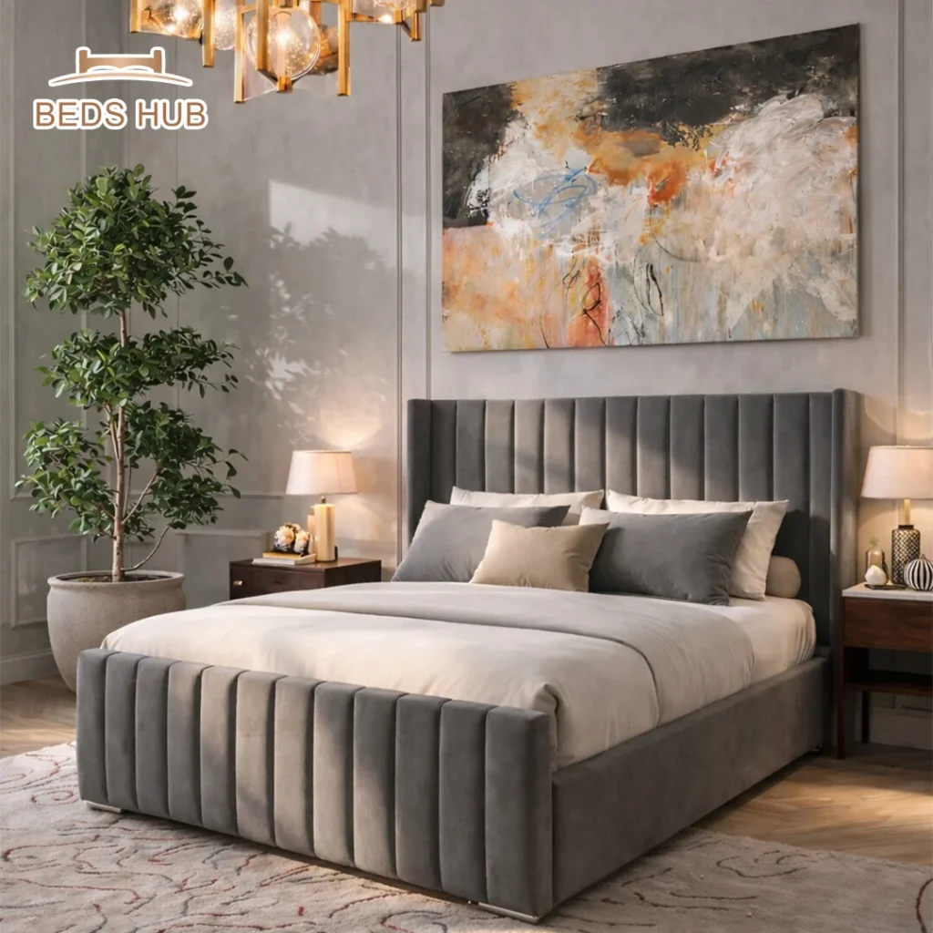 The Elara Wingback Ottoman Storage Bed