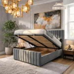 The Elara Wingback Ottoman Storage Bed