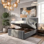The Elara Wingback Ottoman Storage Bed